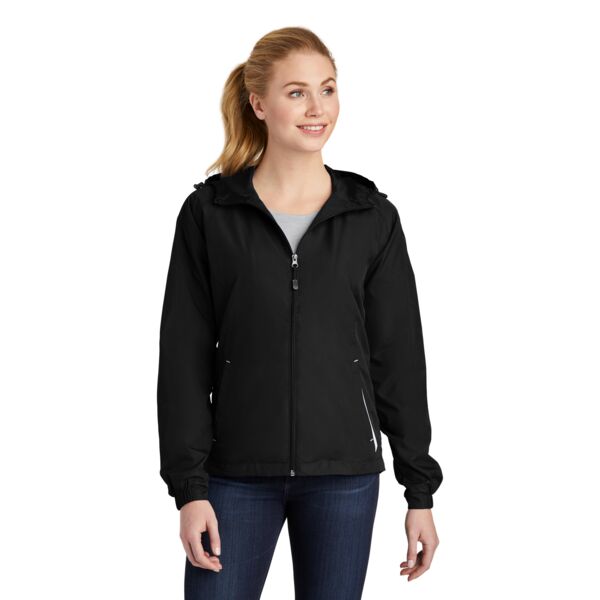Ladies Colorblock Hooded Raglan Jacket Thumbnail